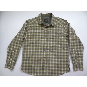 Prana Shirt Mens Medium Green Plaid Outdoors Hiking Casual Workwear Breathable